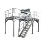 Fabricated steel access platform with staircase