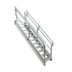 Fabricated steel staircase with hand rail