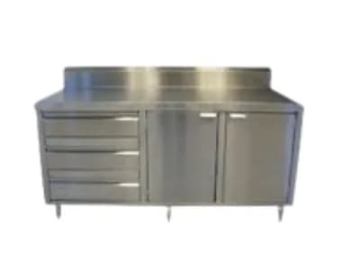 Stainless steel worktable with cabinet storage